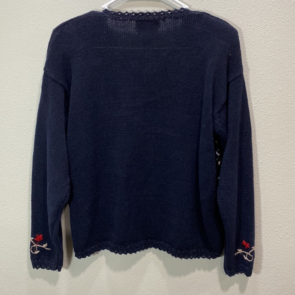 Vintage Jenny‎ embroidered sweater navy floral beaded - Picture 6 of 9